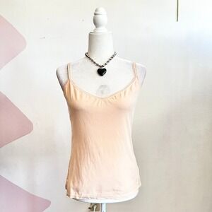 Beige Lace Trim Tank Top Dreamy 2000s Fairy Coquette 90s Retro Medium